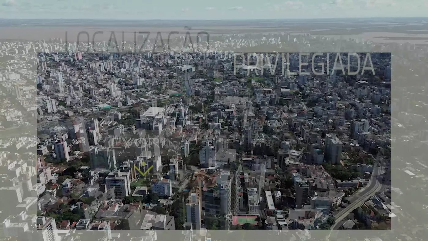 Cena do filme do ÉVORA: vista aérea de Porto Alegre a partir do bairro Petrópolis.